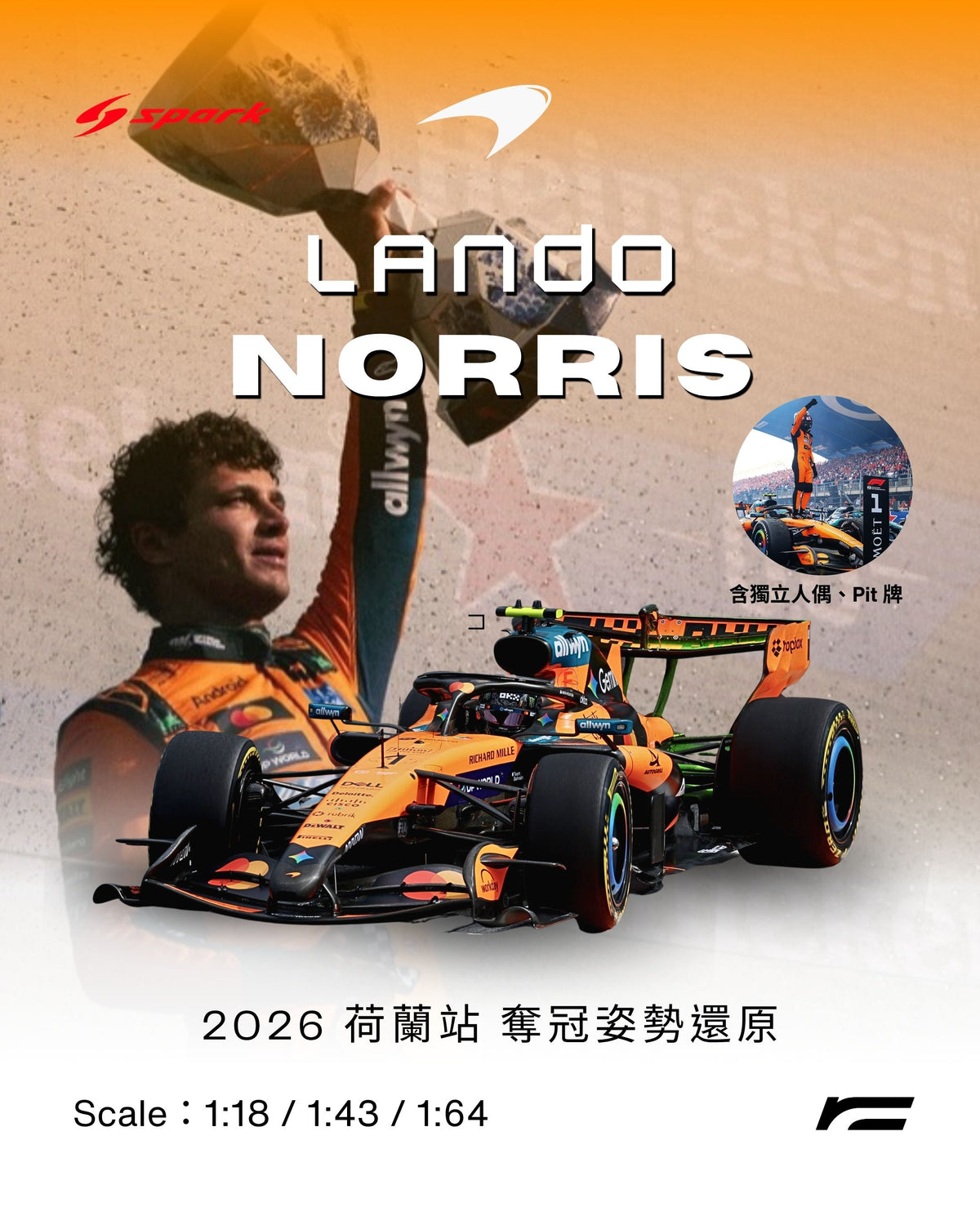 Lando Norris | 2026 McLaren MCL40 荷蘭站 冠軍模型( Dutch GP)