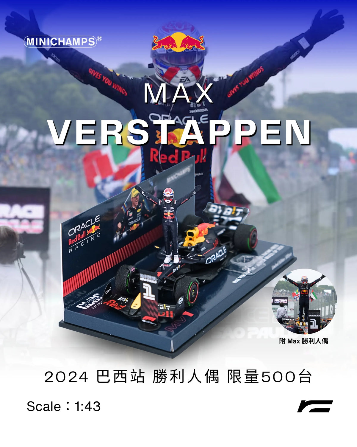 【現貨】Max Verstappen | 2024 RB20 勝利人偶還原 限量500台(BrazilianGP)