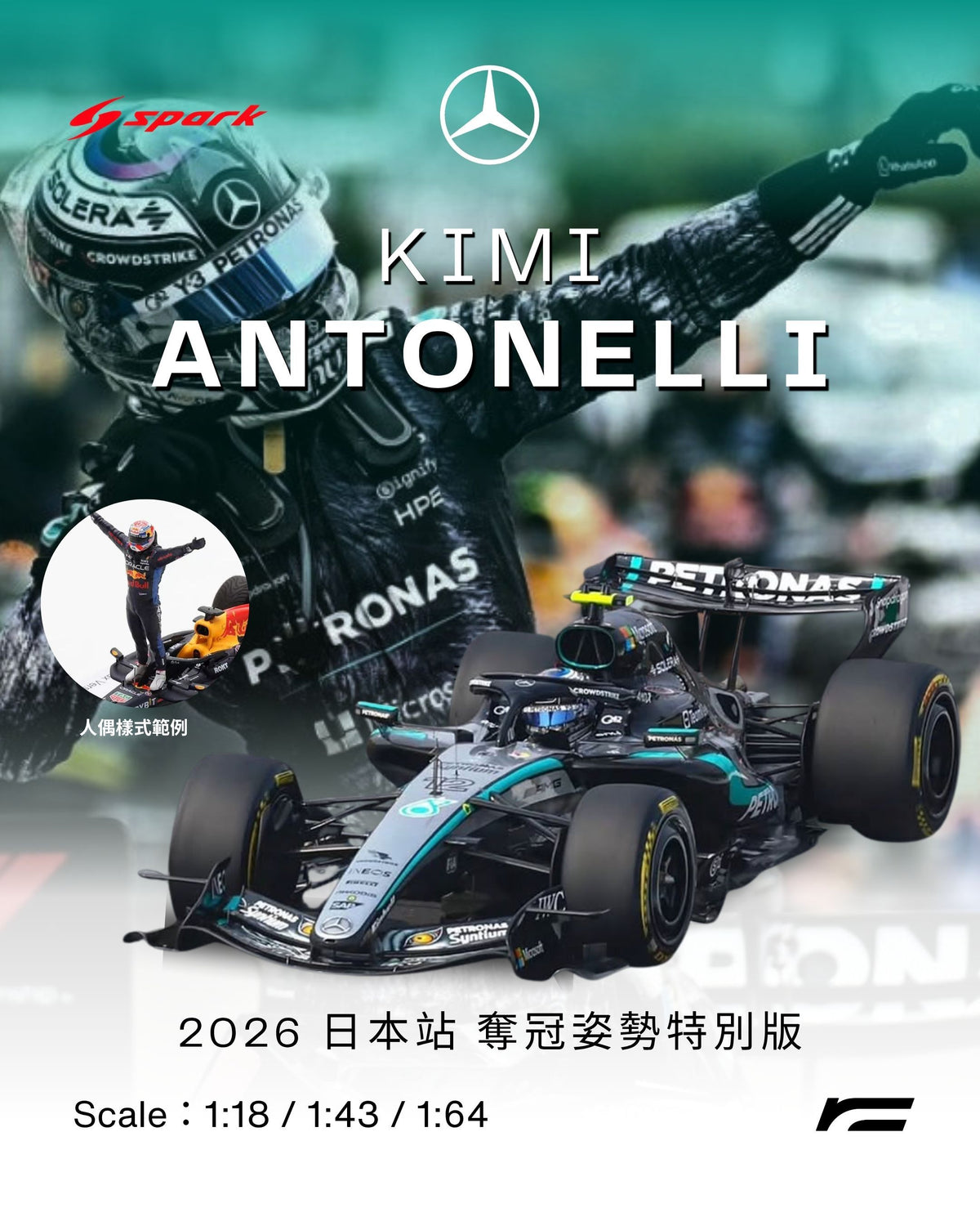 Kimi Antonelli | 2026 Mercedes W17 奪冠姿勢還原(Japanese GP)