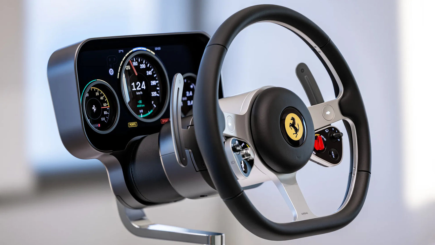 ferrari 全新電動車Luce 的內裝方向盤設計