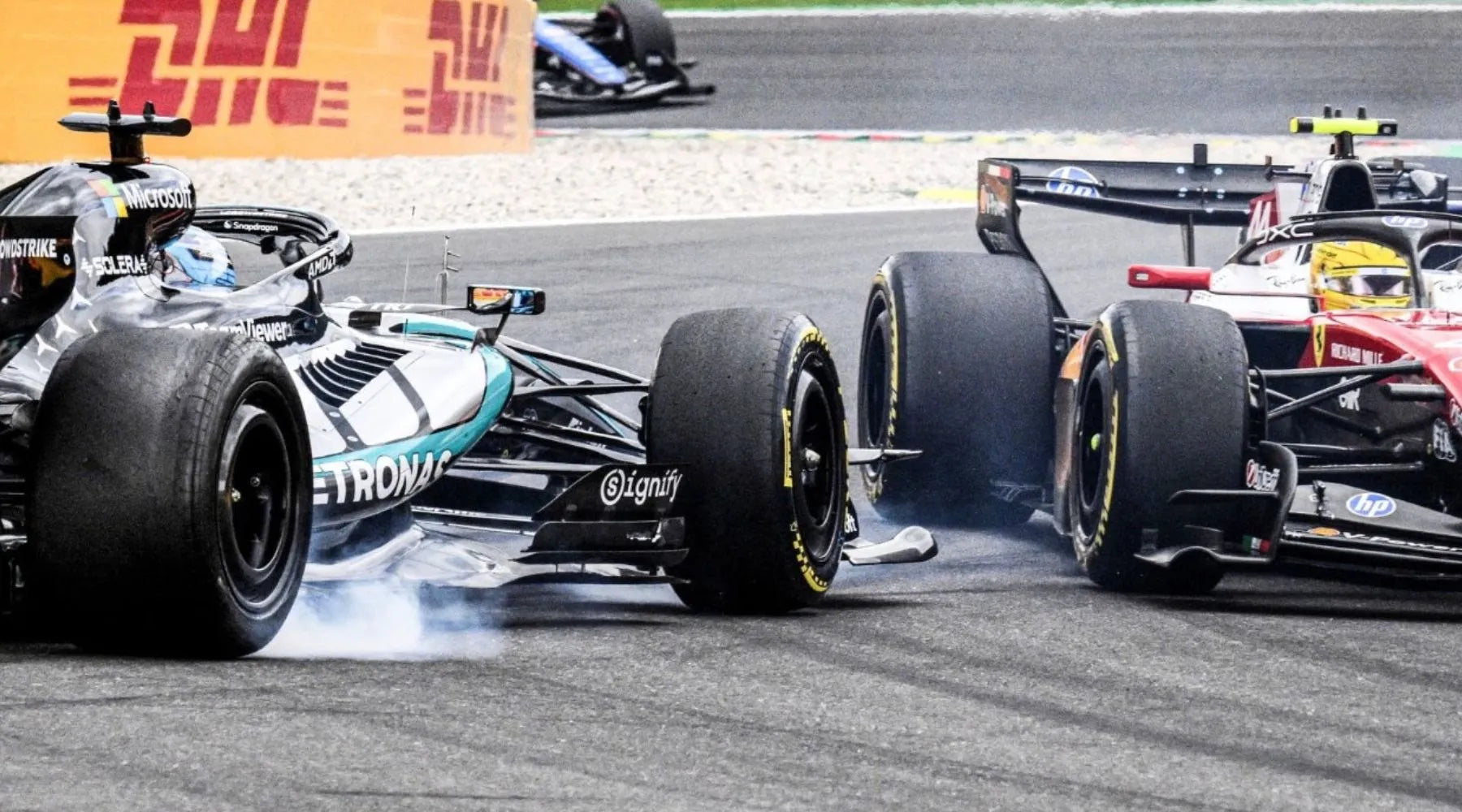 George Russell 與 Lewis Hamilton 在比利時大獎賽正賽發生碰撞，Russell 認為這是一起賽車事故，並非 Hamilton 的責任